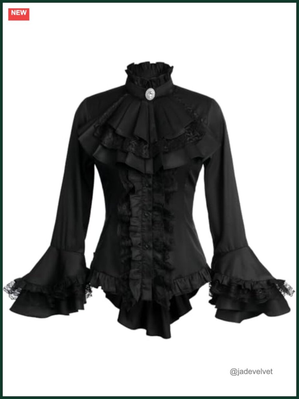 Gothic Victorian Lolita High Low Ruffled Blouse Button Down Shirt